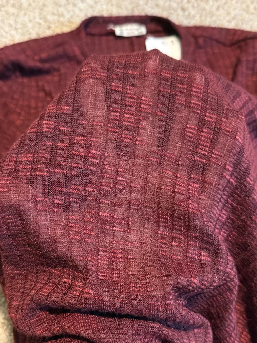 Free People Long-Sleeve Ribbed Crewneck Top - Burgundy